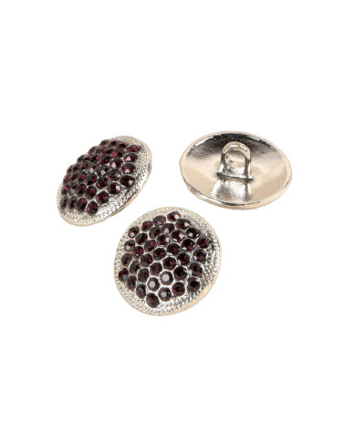 Lilac purple rhinestone button 17mm