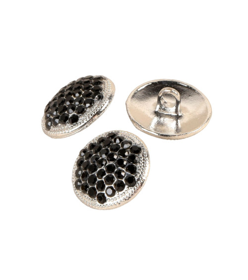 Bouton strass noir 17mm