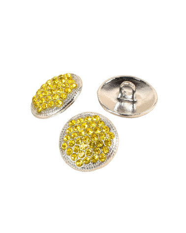 Set of 6 yellow rhinestone buttons 17mm