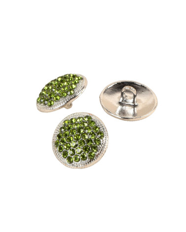 Set of 6 green rhinestone buttons 17mm