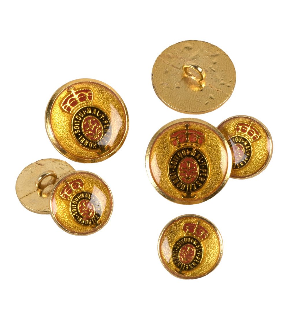 Gold motto coat of arms button 15mm