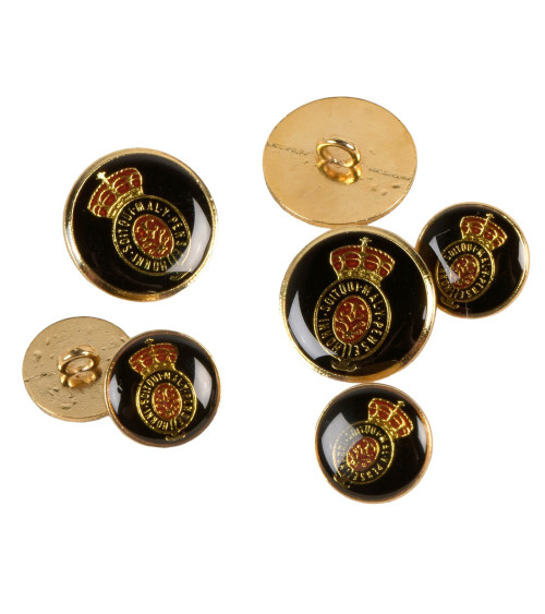 Black motto coat of arms button 15mm