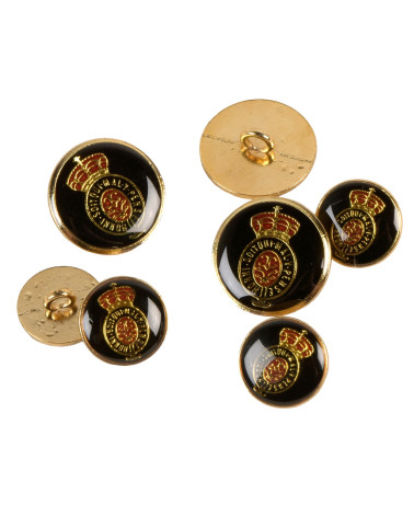 Black motto coat of arms button 20mm