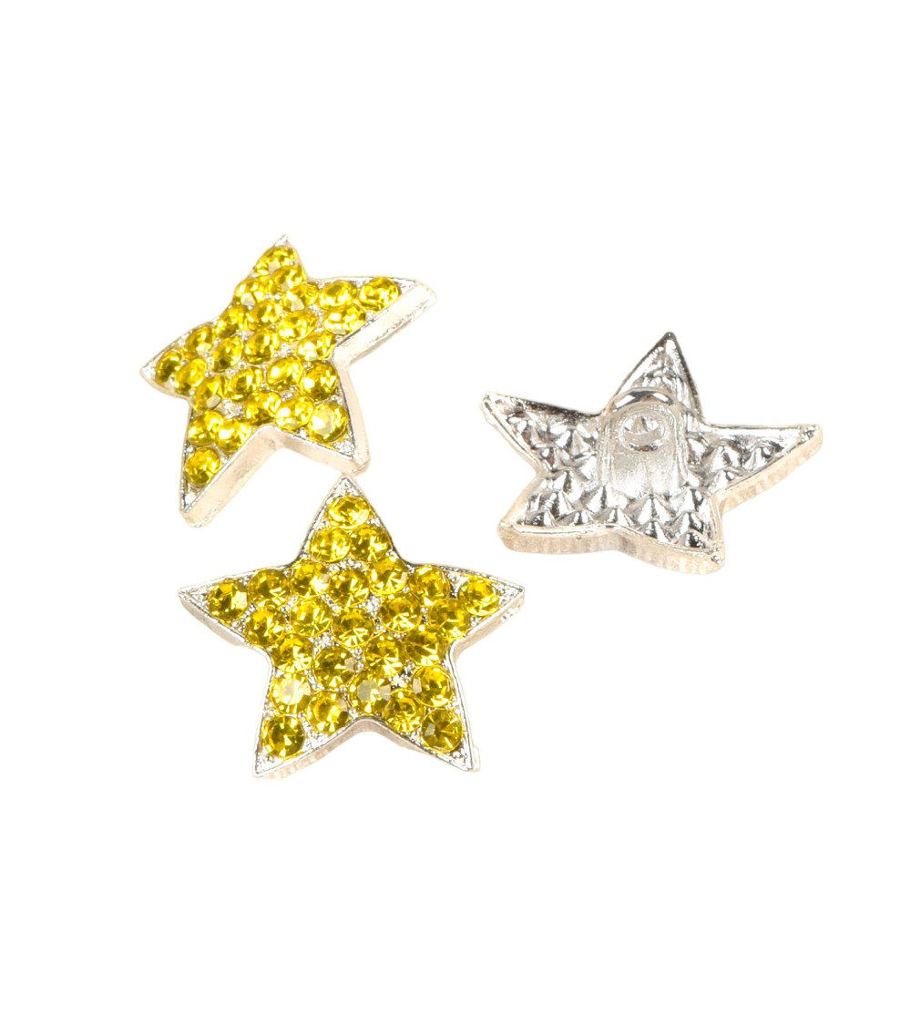 Bouton étoile strass jaune 19mm