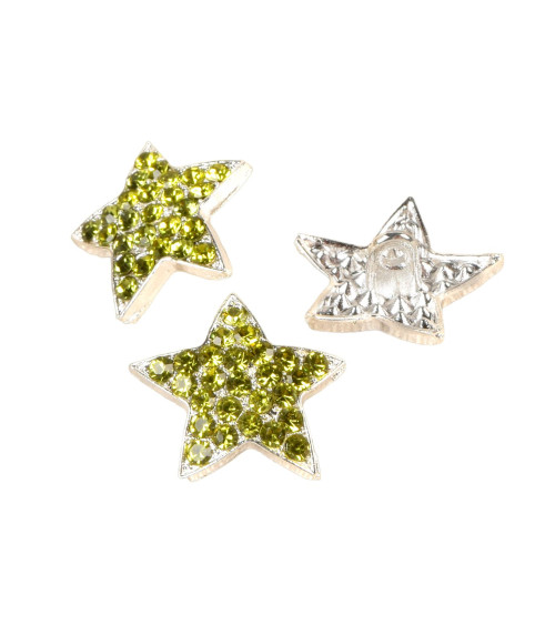 Bouton étoile strass vert 19mm