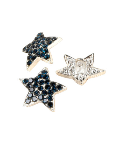 Bouton étoile strass bleu pétrole 19mm