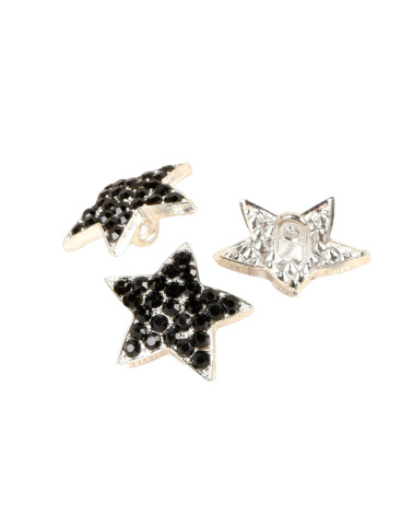 Bouton étoile strass noir 19mm