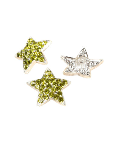 Set di 6 bottoni stella strass verdi 19mm