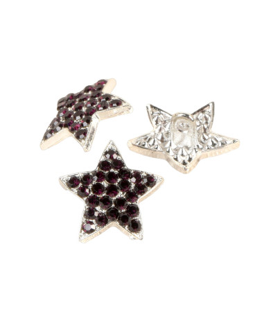 Set mit 6 lila-lila Strass-Sternknöpfen, 19 mm
