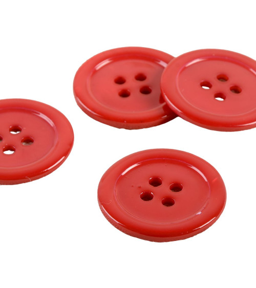 Bouton 100% nacre rond rouge