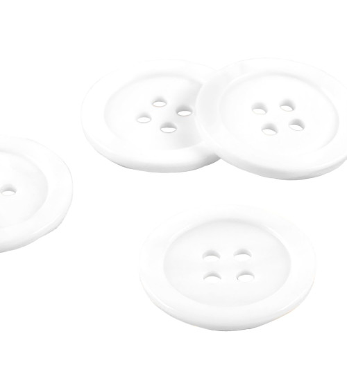 Set of 6 100% white round mother-of-pearl buttons
