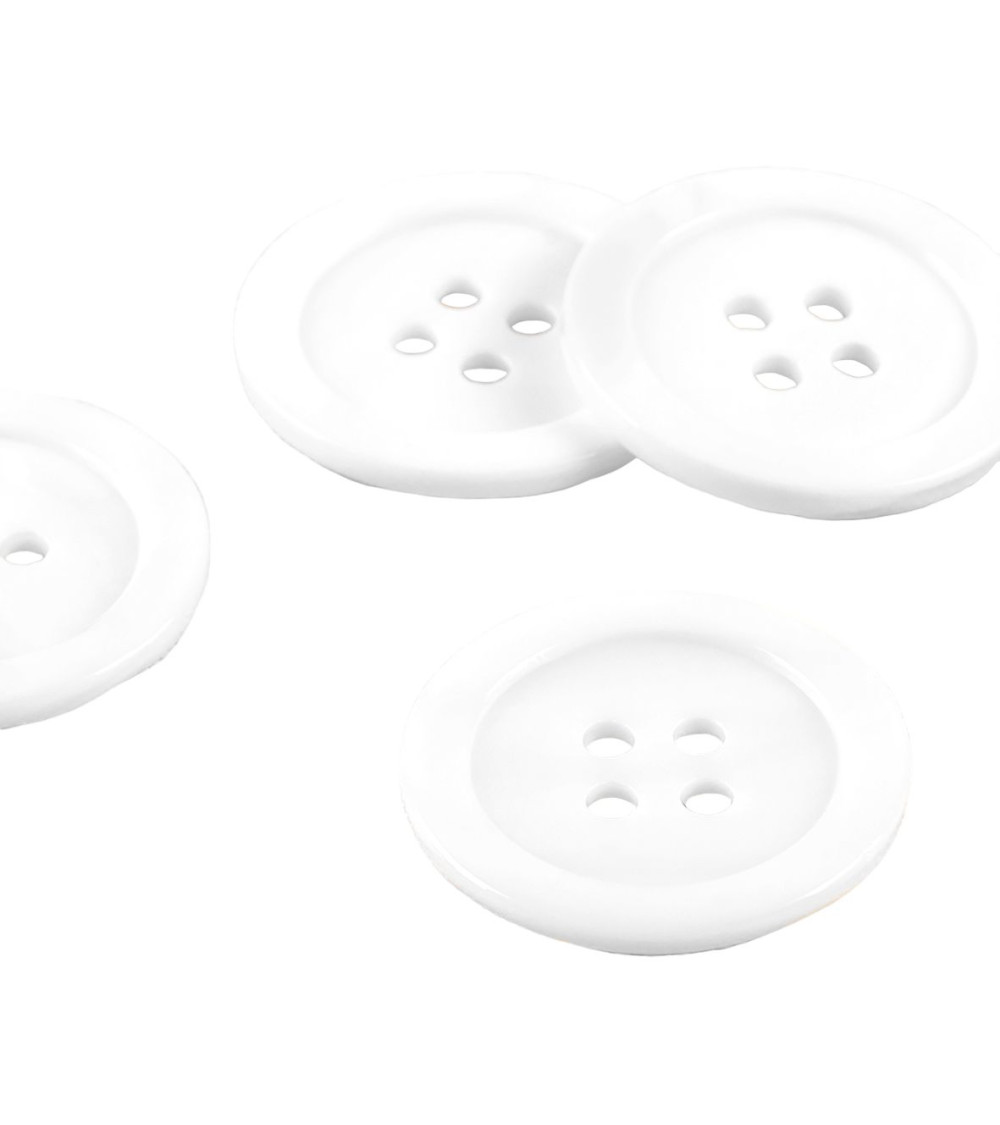 Set of 6 100% white round mother-of-pearl buttons
