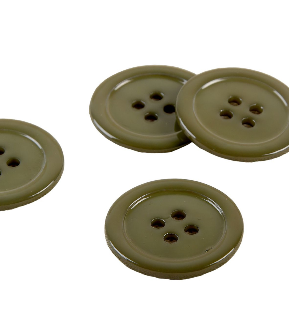 Set of 6 khaki round 100% mother-of-pearl buttons