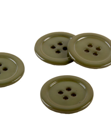 Set of 6 khaki round 100% mother-of-pearl buttons