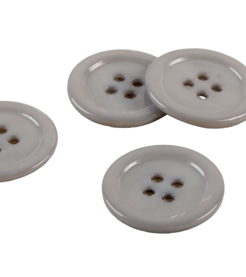 Set of 6 100% mother-of-pearl round ash gray buttons