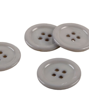 Set of 6 100% mother-of-pearl buttons, round, ash gray