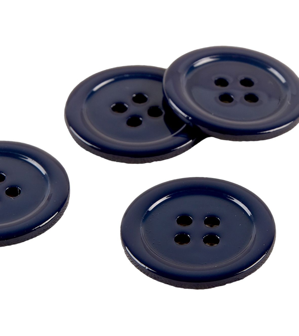 Lot de 6 boutons 100% nacre ronds bleu marine