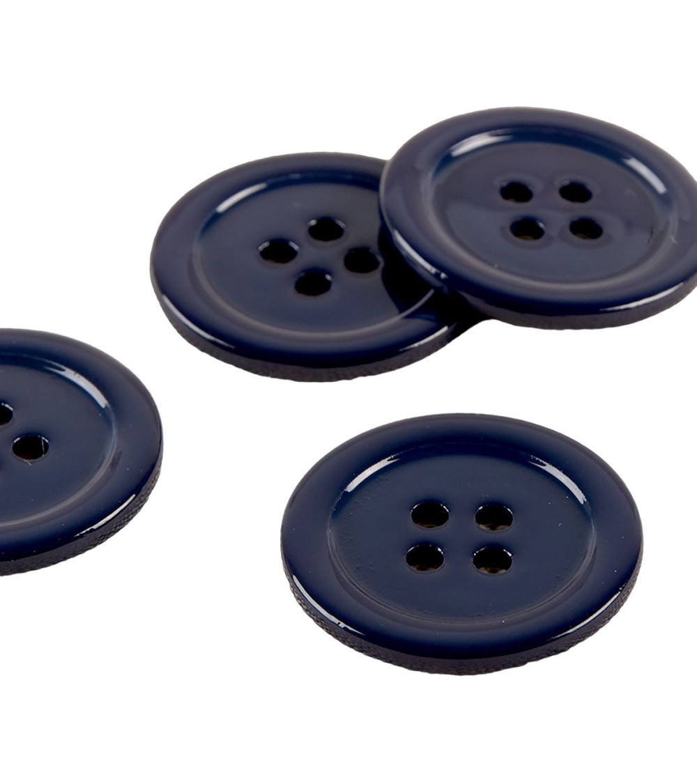Set of 6 100% round mother-of-pearl buttons in navy blue