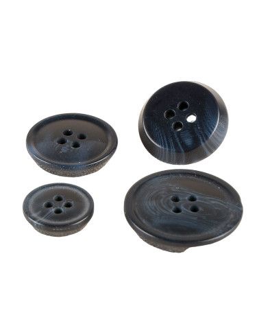 Set di 6 bottoni in finto corno a 4 fori Blu Navy