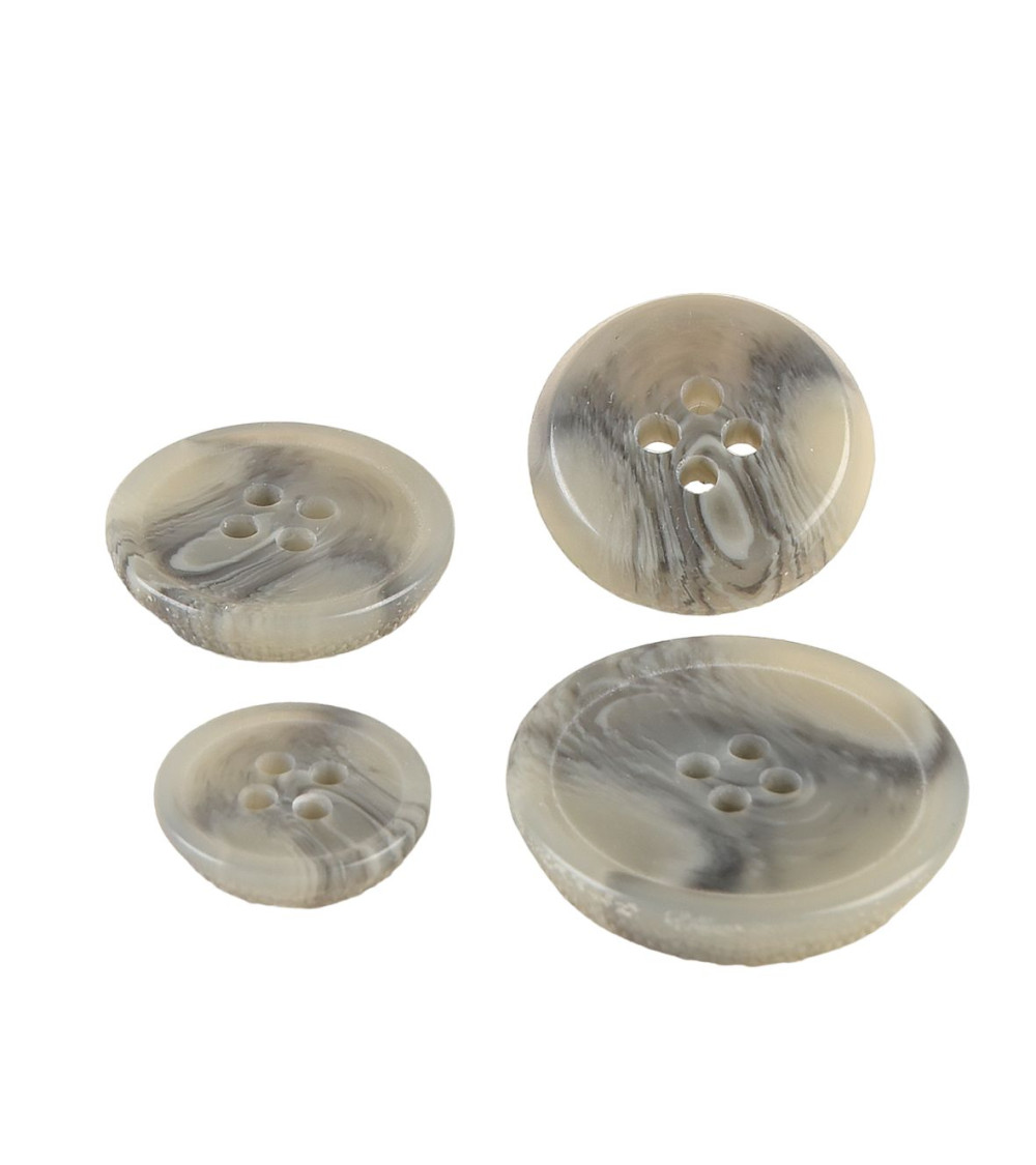 Lot de 6 boutons 4 trous imitation corne Gris Cendre