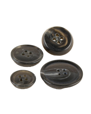 Set of 6 Anthracite Gray 4-hole imitation horn buttons