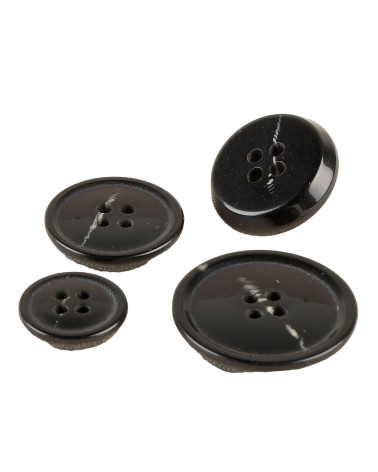 Set mit 6 4-Loch-Knöpfen aus Hornimitat in Schwarz