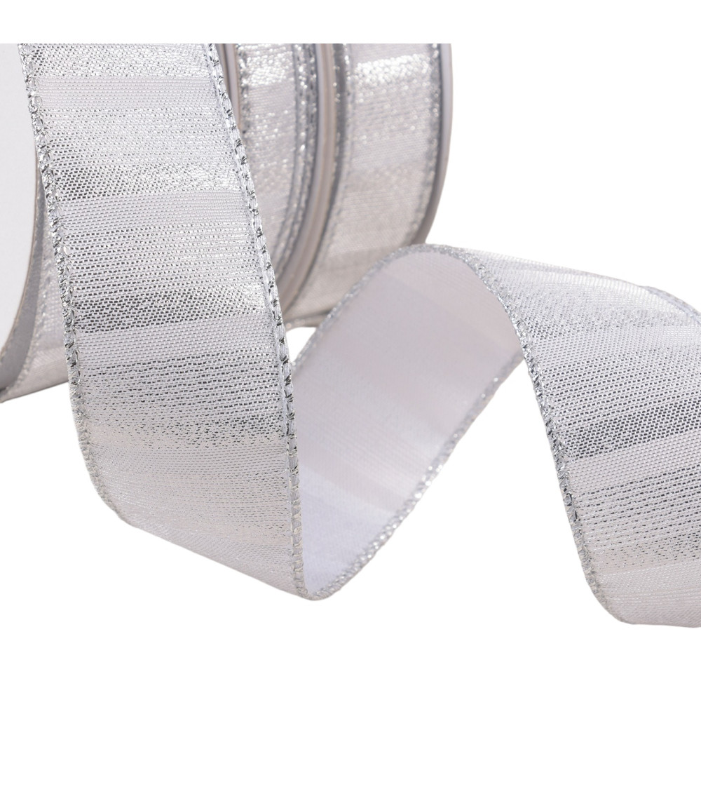 Silver brass-plated metal ribbon per meter