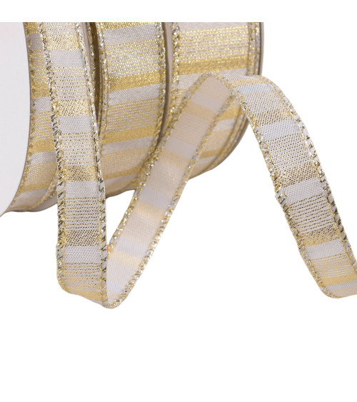 Gold brass-plated metallic ribbon per meter
