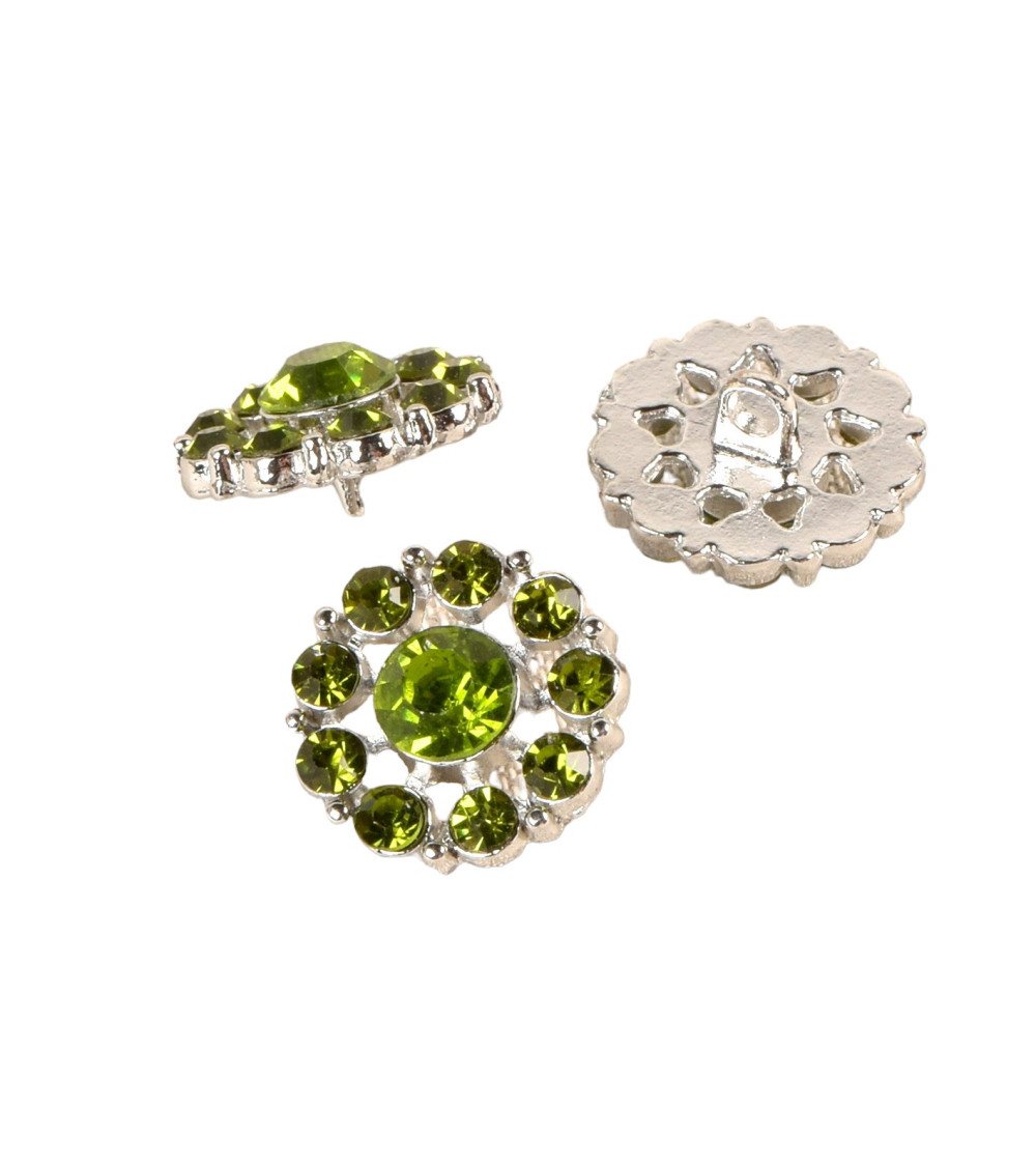 Bouton strass vert 18mm