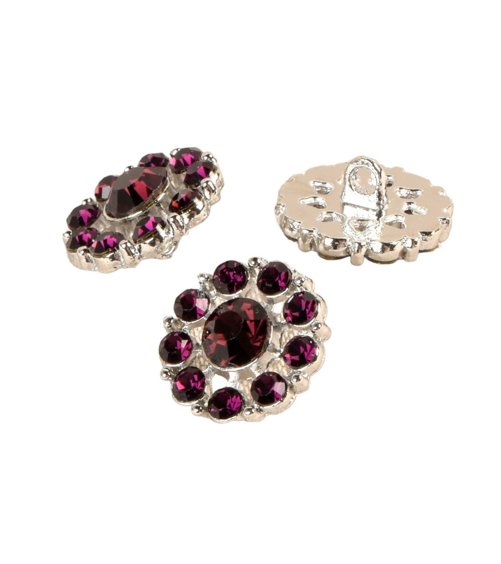 Bouton strass violet lilas 18mm