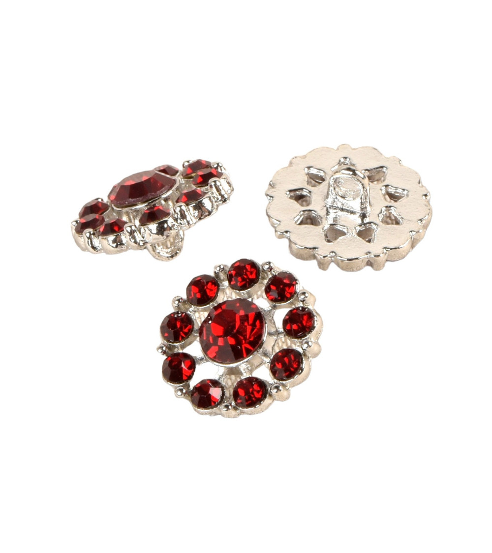 Lot de 6 boutons strass beaujolais 18mm