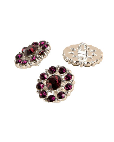 Set mit 6 lila-lila Strassknöpfen 18 mm