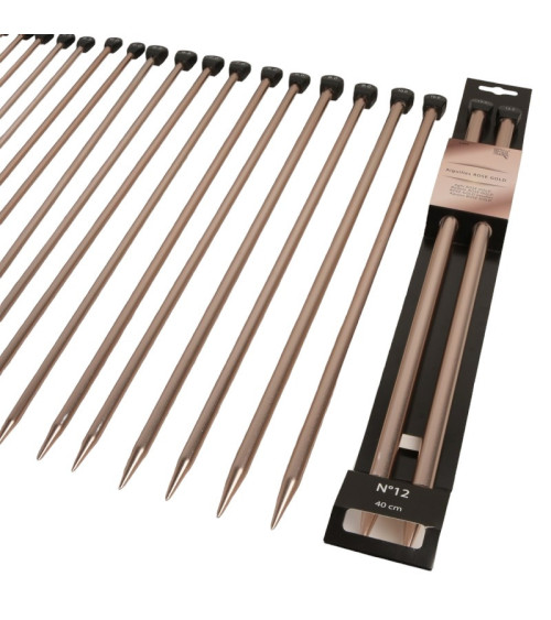 Prestige rose gold aluminum knitting needles 40cm