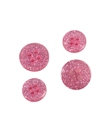Set of 6 pink glittery round buttons