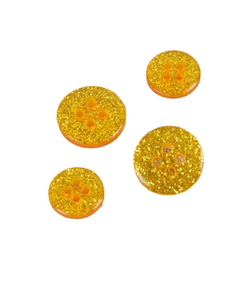 Set of 6 round gold sequined buttons