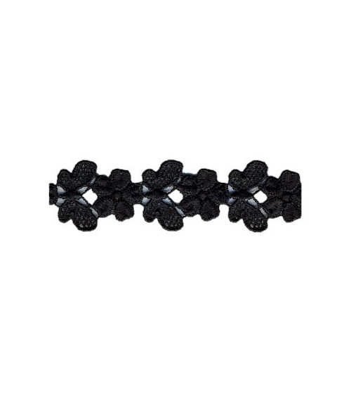 Disquette 14m dentelle guipure papillons Noir 23mm