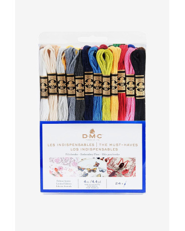Assortimento di 24 matassine di filati DMC mouliné, gli essenziali 100% cotone