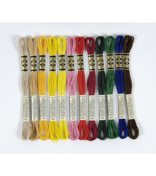 Assortment of 24 skeins of DMC mouliné threads, the essential 100% cotton