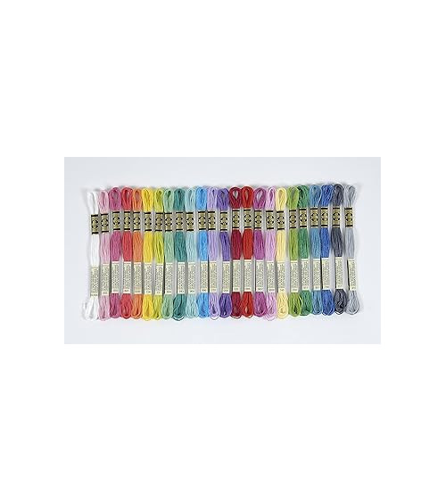 Assortimento di 24 matassine di filati DMC mouliné, gli essenziali 100% cotone, colori vitaminici