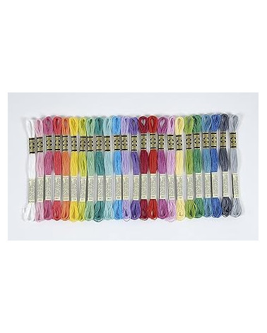 Assortimento di 24 matassine di filati DMC mouliné, gli essenziali 100% cotone, colori vitaminici