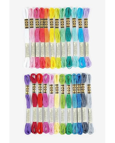 Assortimento di 24 matassine di filati DMC mouliné, gli essenziali 100% cotone, colori vitaminici