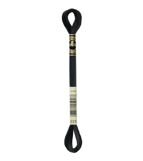 Madeja de 8m hilo de bordar DMC Mouliné efecto claro algodón negro 310