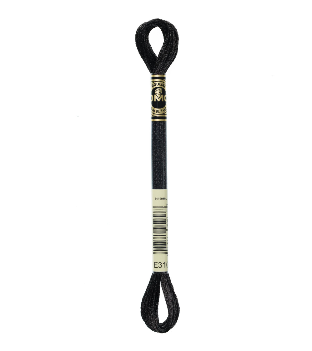 Madeja de 8m hilo de bordar DMC Mouliné efecto claro algodón negro 310