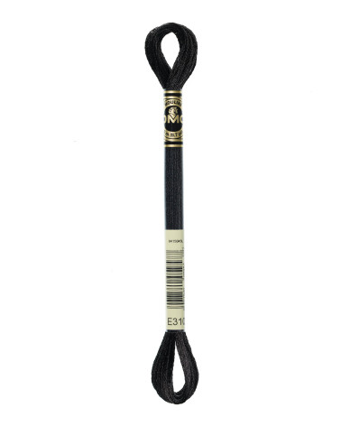 8m skein DMC Mouliné embroidery thread light effect black cotton 310