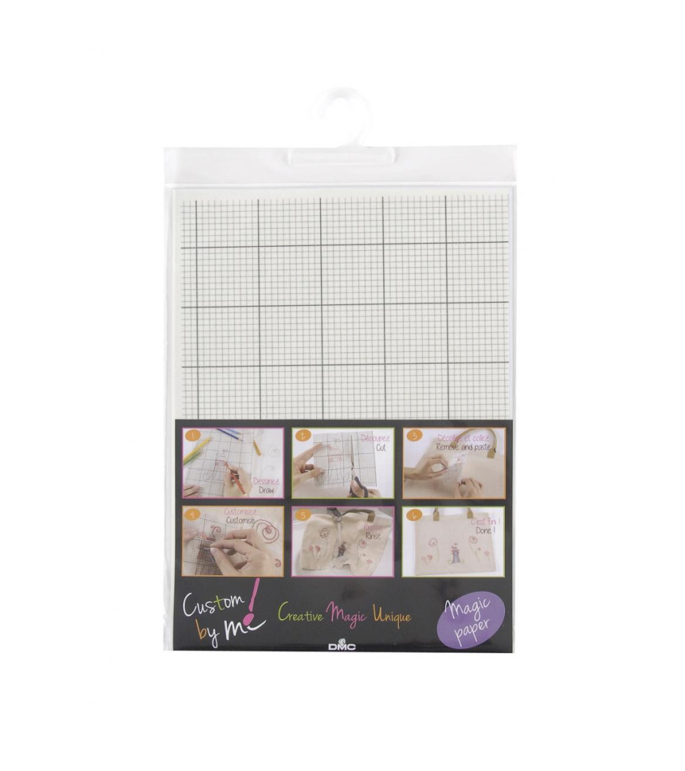 Magic Sheet A4 DMC Medium Squares - Magic Sheet, löslich und selbstklebend - Traditionelle Stickerei