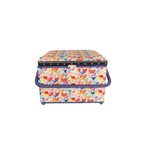 Scatola da cucito 26x26x19cm cuori
