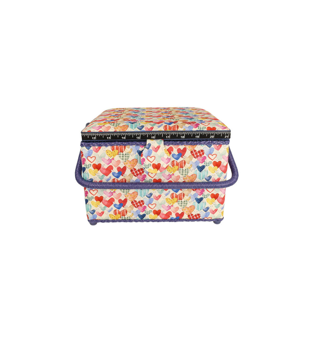 Scatola da cucito 26x26x19cm cuori