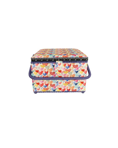 Scatola da cucito 26x26x19cm cuori