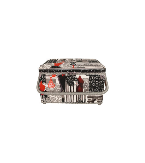 Scatola da cucito 18,5x26x16 cm manichino vintage