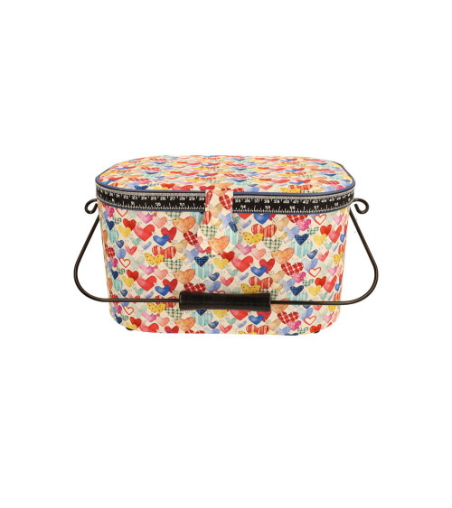 Sewing box 21x31x17.5cm hearts